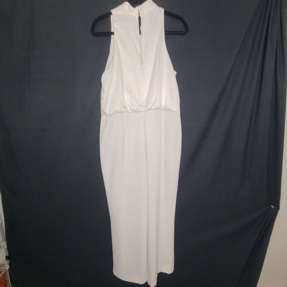 Adrianna Papell Womens Jumpsuit Size 14 Crew Neck Sleeveless Keyhole Back Crepe - Picture 7 of 13
